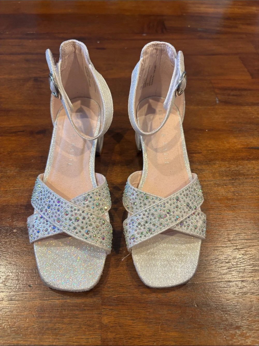 Kelly & Katie Glitter Cross-Strap Ankle Strap Sandals - silver. Size 13